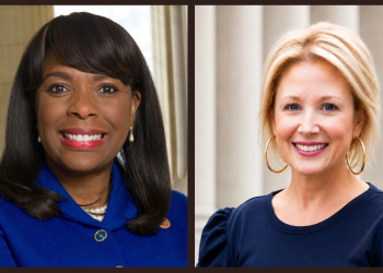 Headshots of AL-7 candidates Terri Sewell (left) and Ammie Akin (right)