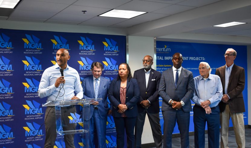 Figures speaks at the Montgomery Airport