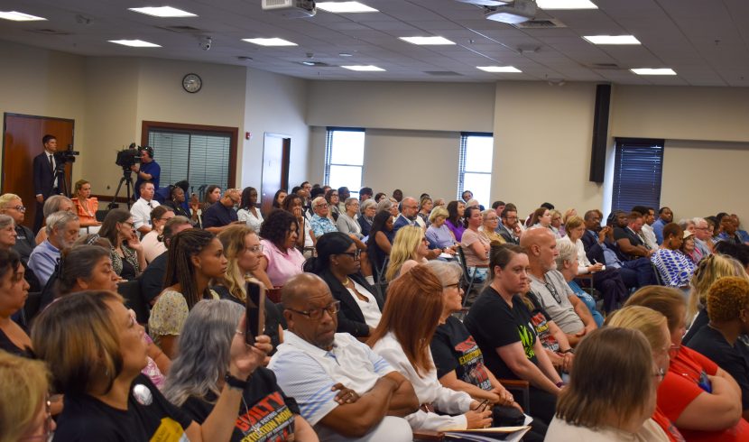 This is a picture of the crowd at the 2026 Joint Prison Oversight Committee's public hearing