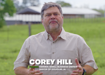 This is a picture of Corey Hill in his new campaign ad.