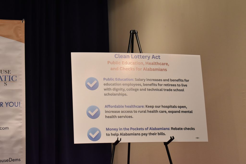 This is a picture of a graphic about the three buckets for lottery funds.