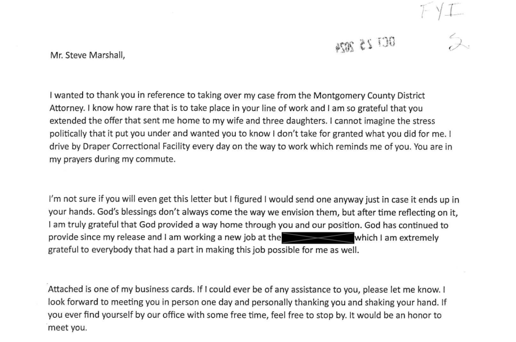 This is a screenshot of a letter from Cody Smith